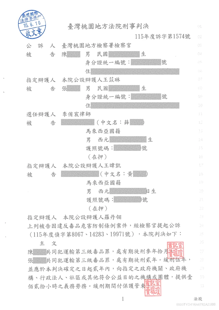 涉犯運輸第三級毒品重罪！專業律師協助溯源供出共犯，力拼緩刑免入監