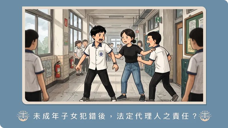 未成年子女在外闖禍打人，父母要賠嗎？律師解析「法定代理人連帶責任」與少年事件處理程序