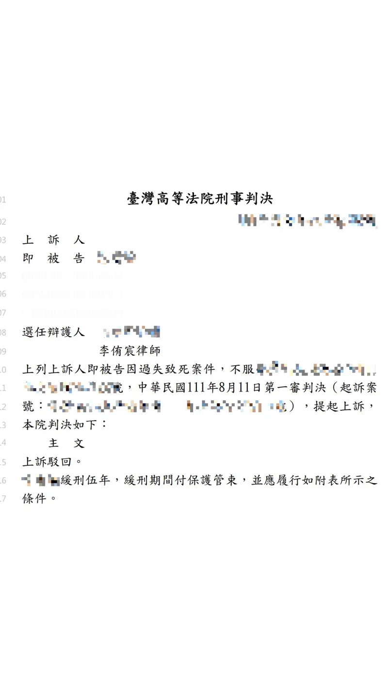 當事人不小心撞死闖越道路的違規用路人，成功爭取緩刑！案例分享|台中律師、刑事律師、車禍律師